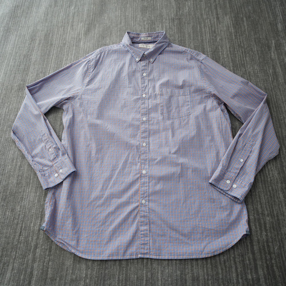 Hawker‎ Rye Shirt Men Button Down Plaid Long Sleeve Pink Blue Stretch 2XL Tall